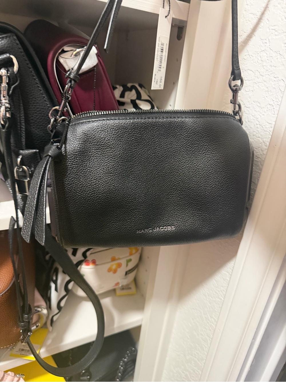 Marc Jacobs Matte Black Pebbled Leather Crossbody “The Scene” Small